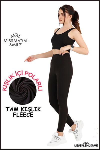 missmaral High Waist and Recovery Black Lycra Winter Leggings - Plus Size Curve B1024