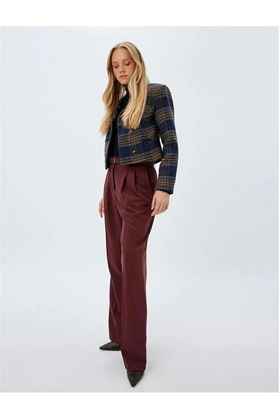 Koton 5wak40154pw 464 Pantaloni țesuți de damă roșu Claret
