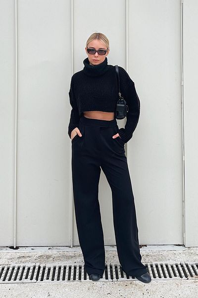 Swist Black Kate Pohodlné dámské kalhoty Palazzo s pasem na suchý zip
