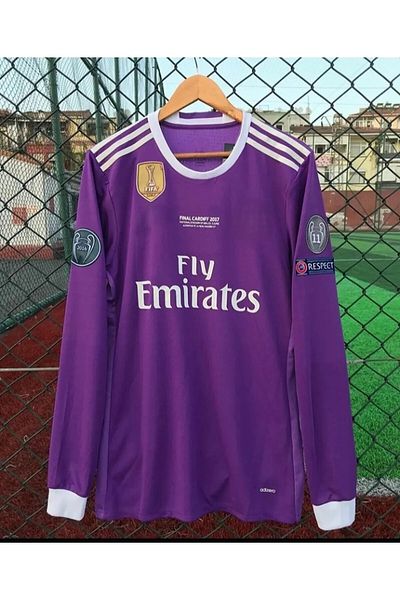 ZİLONG Real Madrid' Ro.Naldo Ş. League Final Cardif Purple Football Jersey Long Sleeve 2017/2018 Season T-Shirt