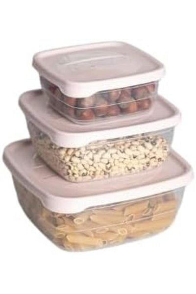 MCreative Home trend box square leakproof lid storage container 3-piece set powder pink