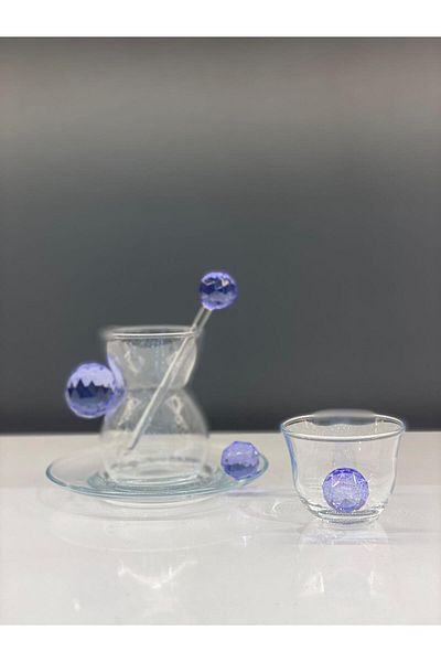 Saray Ottoman handicraft CRYSTAL HANDLE TEAP COFFEE SET
