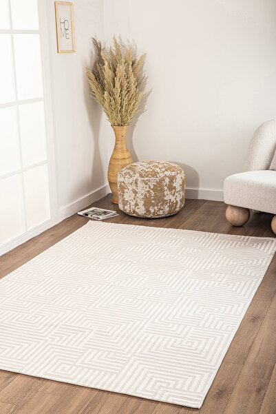 Koza Halı Koza Hayad Kilyos Krem Gri Akrilik Halı  Salon Oturma Odası Yatak O...