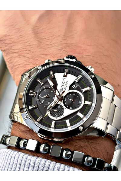 Ferrucci Silver Color Functions Active Men's Wrist Watch+Bracelet