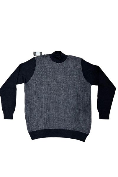 Soylu Triko Casual Fit Half Fishing Collar Patterned Large Size Quality Knitting Sweater