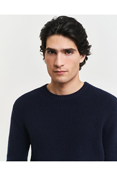 Gant Erkek Lacivert Regular Fit Bisiklet Yaka Kazak
