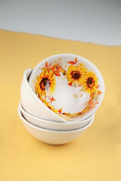Bursa Porselen Dekor Sunflower 4 Pieces of Porcelain Snacks