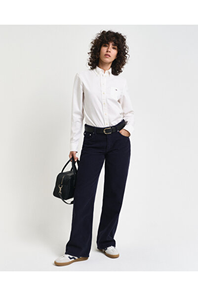Gant Kadın Beyaz Regular Fit Düğmeli Yaka Oxford Gömlek