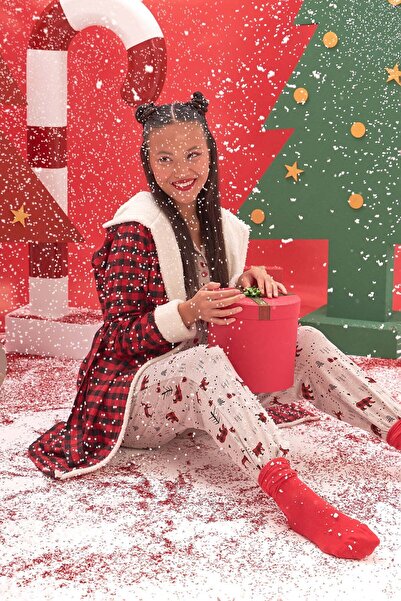 DREAM FASHION Red Potikare Single Dressing Gown