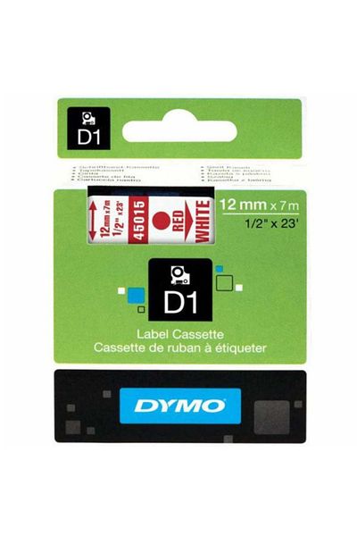 Dymo Κορδέλα D1 - Standard 12mmx7mt Λευκό, Κόκκινο 45015