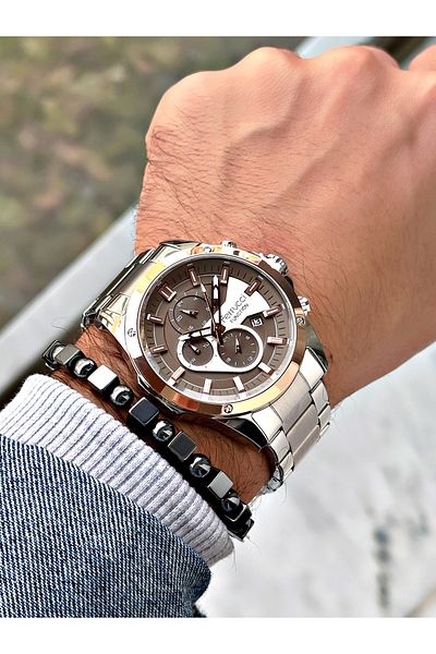 Ferrucci Silver Color Functions Active Men's Wrist Watch+Bracelet