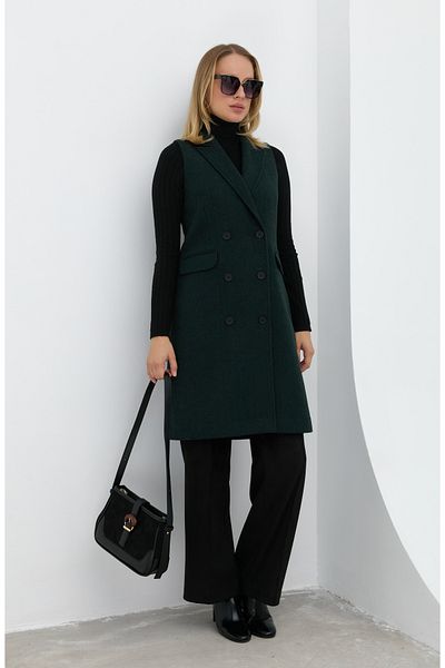 Fatma Atasoy Classic Herringbone Emerald Vest