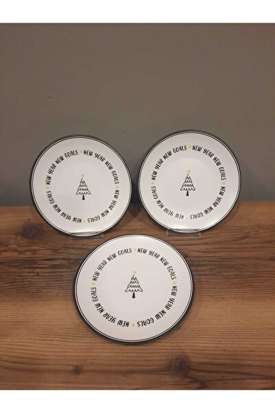 Keramika KERAMİKA PASTA TABAĞI 20 CM 3 ADET YILBAŞI / NEW YEAR