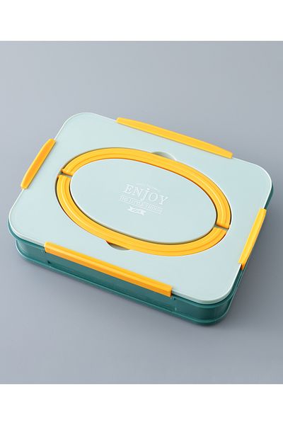 Fab N Funky صندوق غداء كلاسيكي معزول ومضاد للتسرب للأطفال - أقسام متعددة، سهل التنظيف، خالٍ من مادة BPA - أخضر