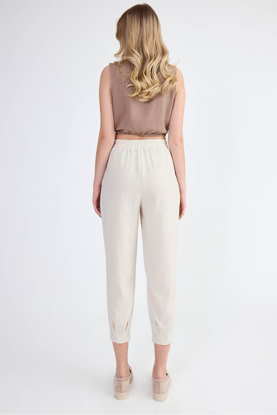 Vitrin Viscose Linen Pleated Trousers
