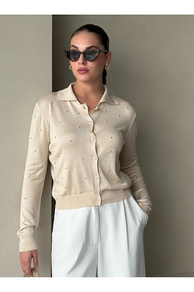 Laluvia Stone Polo Neck mini sarkú kardigán -4560