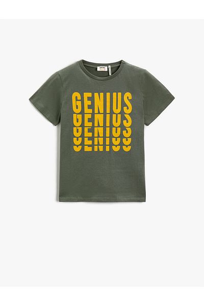 Koton Slogan Printed Short Sleeve T-Shirt Cotton Crew Neck