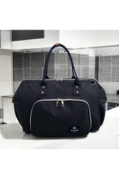 bb beautiful bag Omuz Askılı Anne Bebek Bakım Kol Çantası Gümüş Fermuarlı