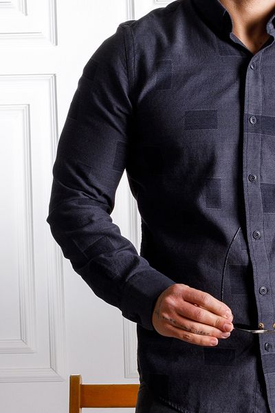 Sarar Cămașă neagră slim fit din bumbac 100% Carina