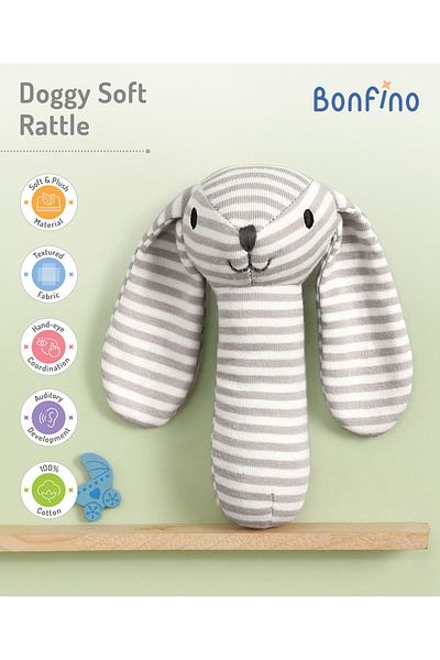 Bonfino Doggy Soft Rattle Toy for Babies 0-24 Months