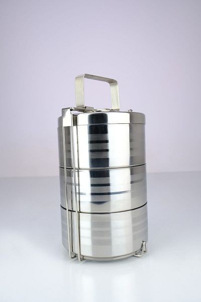 Digithome 3-Piece Steel Bowl Food Carrying Storage and Export Bowl for Business Office School Gray - YK1091