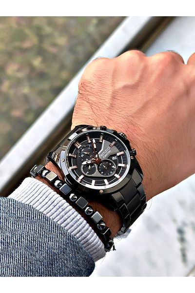 Ferrucci Black Color Functions Active Men Wrist Watch +Bracelet
