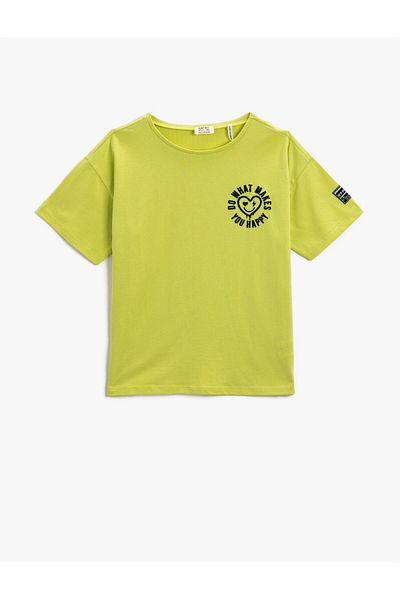 Koton Girl's Printed Green T-Shirt 2skg10093ak