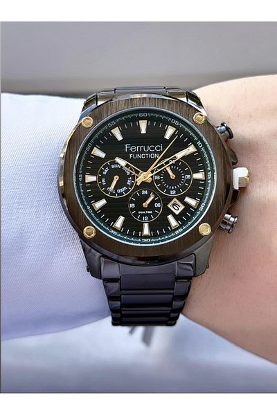 Ferrucci Men's Multifunctional Metal Band Wristwatch