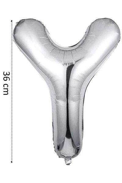 Tinky Winky 36 cm Silver Colored Foil Balloon - Letter Y Helium Silver Balloon