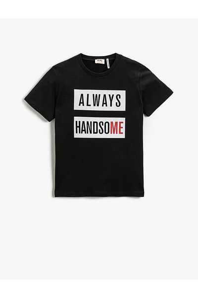 Koton Slogan Printed Short Sleeve T-Shirt Cotton