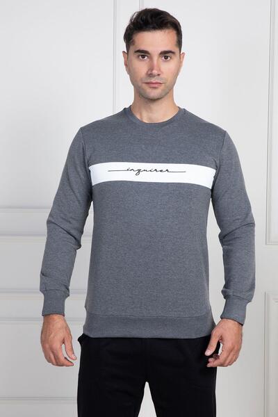 Mecit Pijama Men's Pajama Set - 100% Cotton, Cuffed Long Sleeve, Pockets, Crew Neck