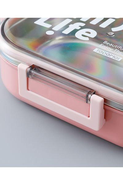 Fab N Funky Kids Insulated Oval Lunch Box With Side Dish Container - Pink