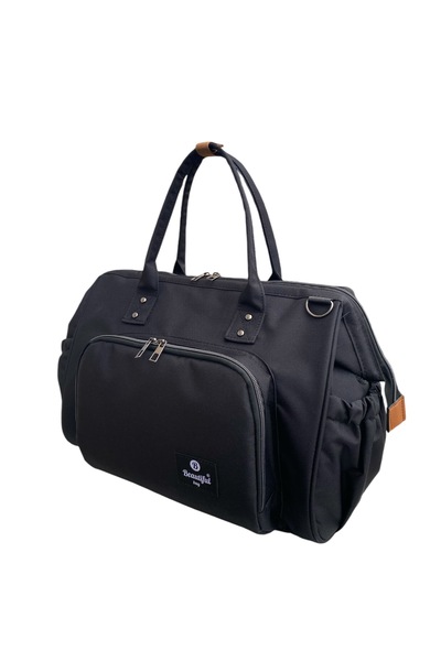 bb beautiful bag Omuz Askılı Anne Bebek Bakım Kol Çantası Siyah Fermuarlı