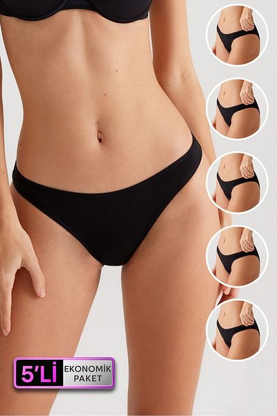 Pierre Cardin Women's 5-Piece Economical Pack Black-dark blue-burgundy-powder-ecru 2055 Basic Brief Cotton Panties