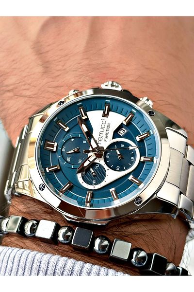 Ferrucci Silver Color Functions Active Men's Wrist Watch+Bracelet