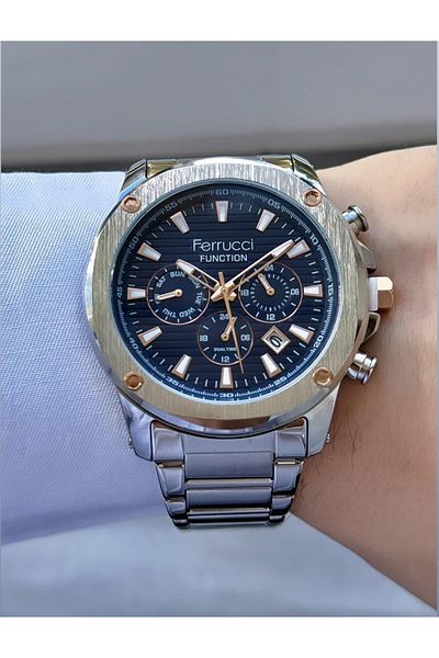 Ferrucci Men's Multifunctional Metal Band Wristwatch