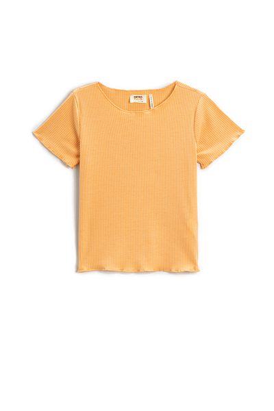 Koton Basic T-Shirt Short Sleeve Corduroy Cotton