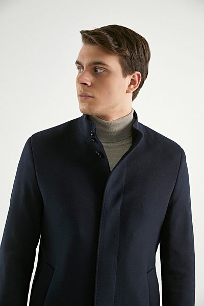Twn Slim Fit Navy Blue Coat