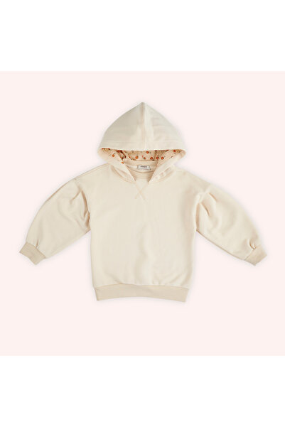 Panço Girl's Hooded Beige Sweatshirt