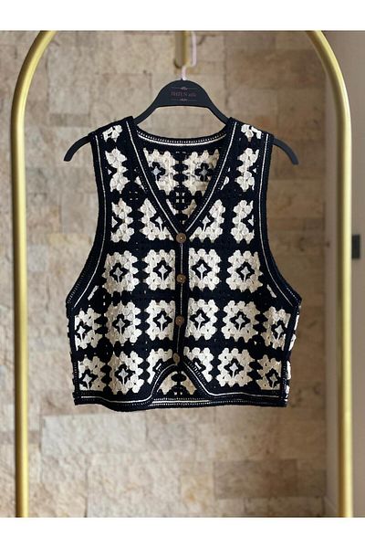 Hatun Atila Vestă tricotată HatunAtila tricotată Süzine - neagră
