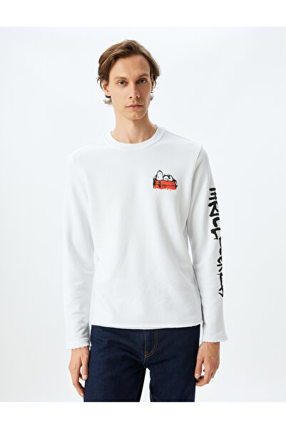 Koton Langärmliges, lizenziertes Snoopy-Sweatshirt aus Baumwollmischung mit Rundhalsausschnitt