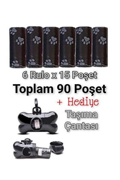 Mucha Evcil Hayvan Kedi Köpek Kaka Poşeti Dışkı Çöp Torbası 6 Rulo Toplam 90 ...