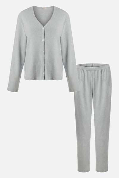 koza iç giyim Women's Soft Touch Camisole Button Detailed Pajamas Set