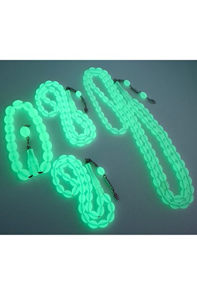 Han Ticarethane مجموعة مسبحة صلاة عين القطة المتوهجة في الظلام مكونة من 4 قطع