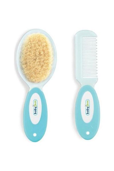 Babyjem Natural Bristle Blue Brush Comb Set - 519