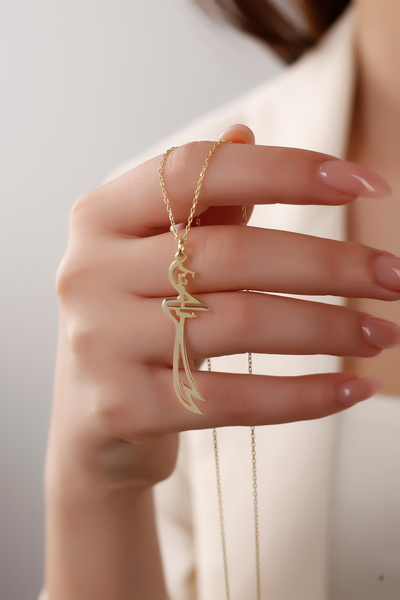 SARIASLAN 925 Ayar Gümüş Taşsız Zülfikar Kılıç Kolye Gold Renk