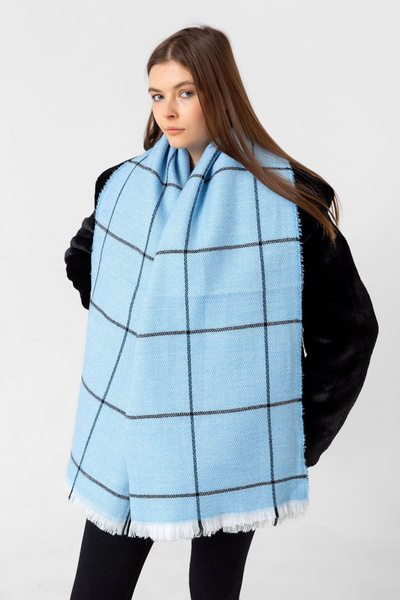 REMSA 70X180 cm 1210 Σάλι ώμου με μπλε τετράγωνο σχέδιο