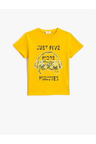 Koton Crew Neck Printed Cotton T-Shirt
