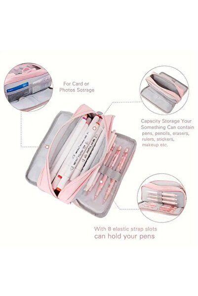 GlassySKY İlkokul Ortaokul Lise Öğrenci Büyük Kapasite Kalem Kutu Kalemlik (Kalem Aksesuarlar Dahil Değildir)