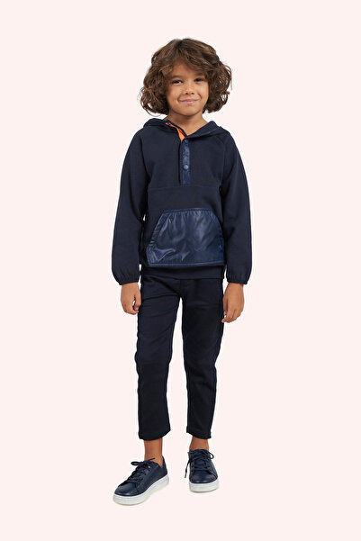 Panço Erkek Çocuk Kapüşonlu Lacivert Sweatshirt